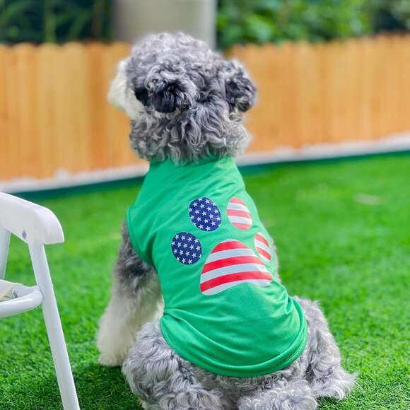 MIANHUATANG Dog Flag Green Shirt Vest XL Mesh Clothes Fits Chest 17.7-19.2" NEW - Picture 5 of 11